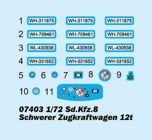 Trumpeter 07403 allemand Sd.Kfz. 8 Schwerer Zugkraftwagen 12t 1/72  – immagine 4