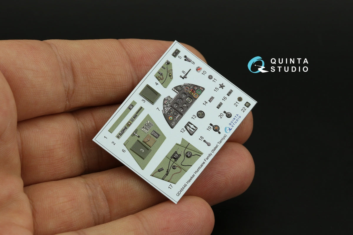 Intérieur coloré imprimé en 3D sur papier décalcomanie Quinta Studio QD48446 pour la famille Hurricane (Italeri/Tamiya) au 1/48 – image 4