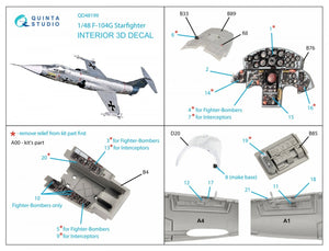 Intérieur imprimé en 3D et coloré sur papier décalcomanie Quinta Studio QD48199 F-104G (Kinetic) 1/48 – Bild 2