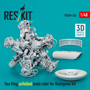 RESKIT RSU48-0363 Sea King unfolded main rotor for Hasegawa kit (3D Printed) 1/48