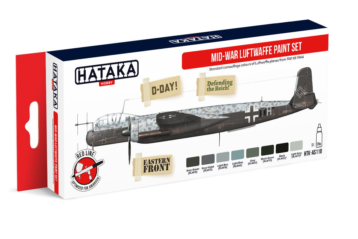 Hataka Hobby HTK-AS110 Kit de peinture Luftwaffe Mide-War 8x17 ml