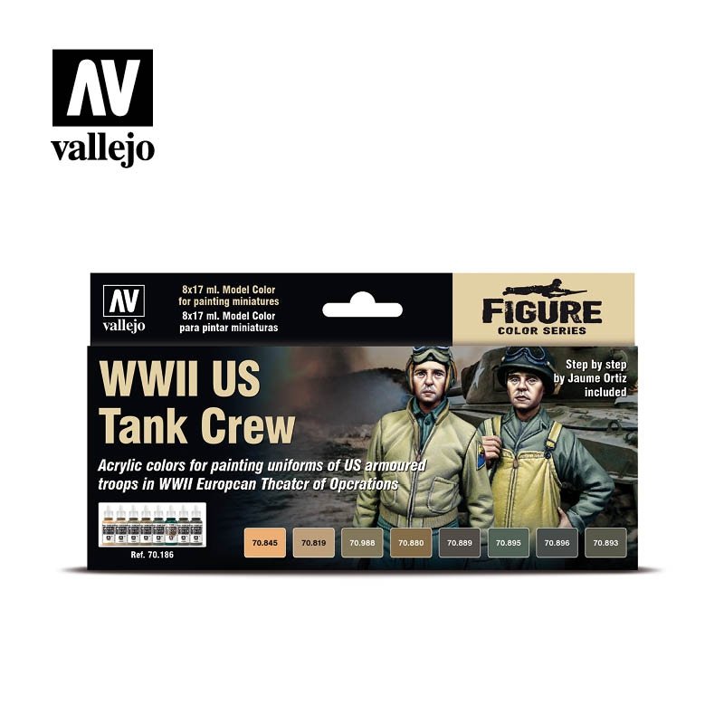 Vallejo 70186 Équipage de char américain de la Seconde Guerre mondiale 8x17ml