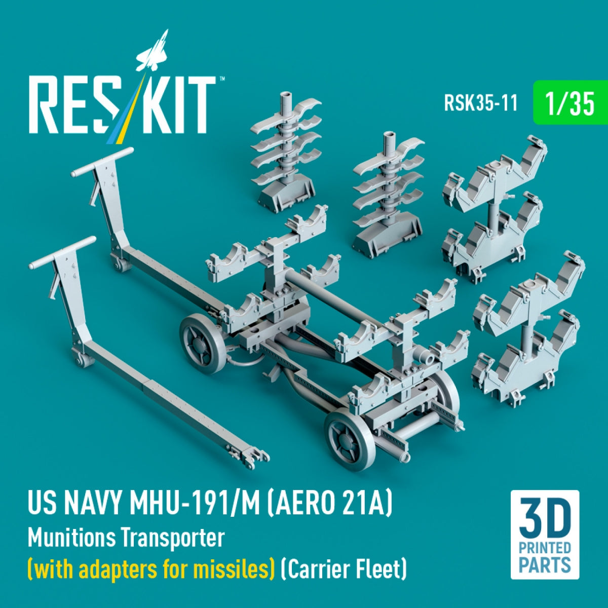 RESKIT RSK35-0011 US NAVY MHU-191/M (AERO 21A) Transporteur de munitions (avec adaptateurs pour missiles) (Porte-avions) (Maquette imprimée en 3D) 1/35 – imagen 3