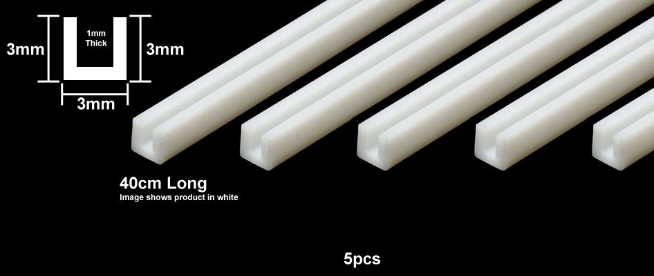 Tamiya 70207 Plastic U Profile 3mm Transparent