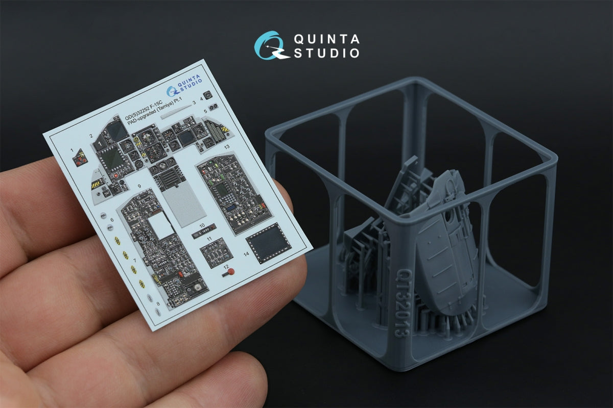 Quinta Studio QDS+32252 F-15C PAD amélioré, intérieur imprimé en 3D et coloré sur papier décalcomanie (Tamiya) (petite version) (avec pièces en résine imprimées en 3D) 1/32 – image 2