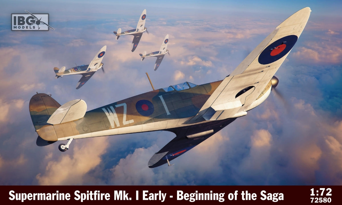 IBG 72580 Supermarine Spitfire Mk.I Early - The beginning of the Saga - Includes bonus 3d printed parts: - wheels , early fuel tank cover , Camera Gun Type G-22 1/72