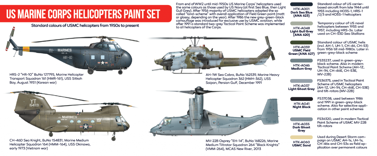 Kit de peinture Hataka HTK-AS14 pour hélicoptères du Corps des Marines des États-Unis (8 x 17 ml) – immagine 2