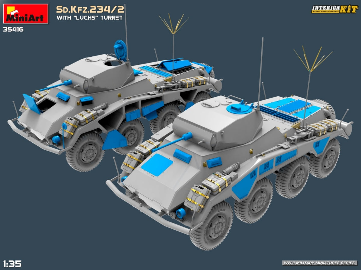 MiniArt 35416 Sd.Kfz.234/2 AVEC TOURELLE LUCHS. KIT INTÉRIEUR 1/35 – Bild 6
