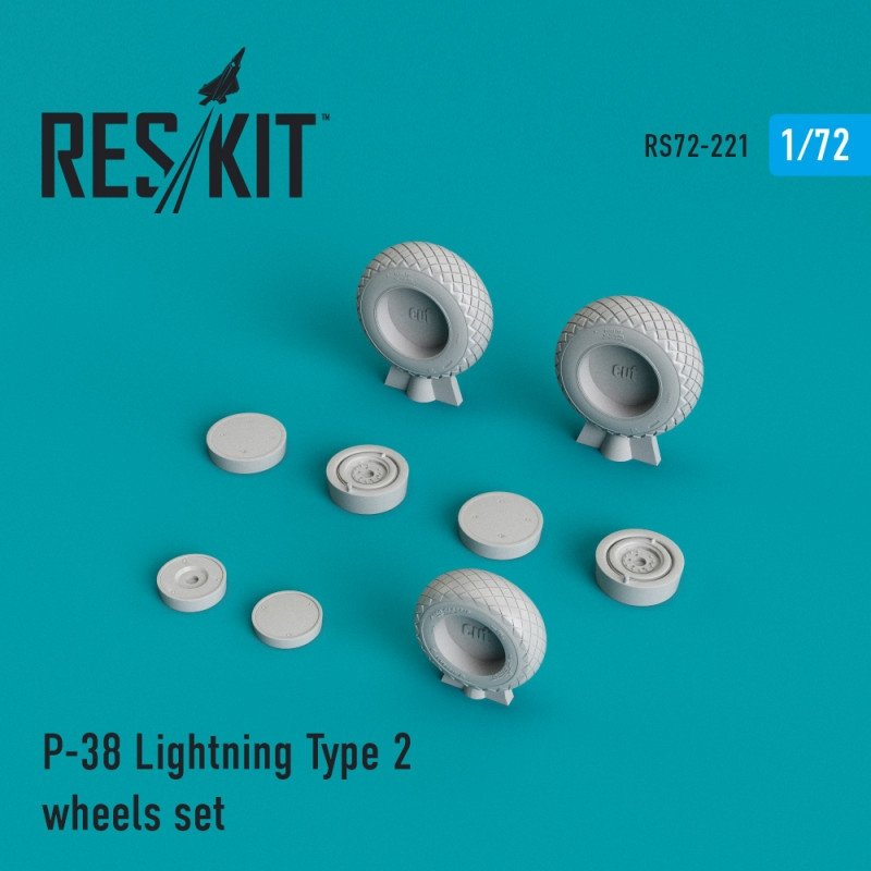 RESKIT RS72-0221 Jeu de roues P-38 Lightning Type 2 1/72 
