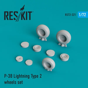 RESKIT RS72-0221 Jeu de roues P-38 Lightning Type 2 1/72