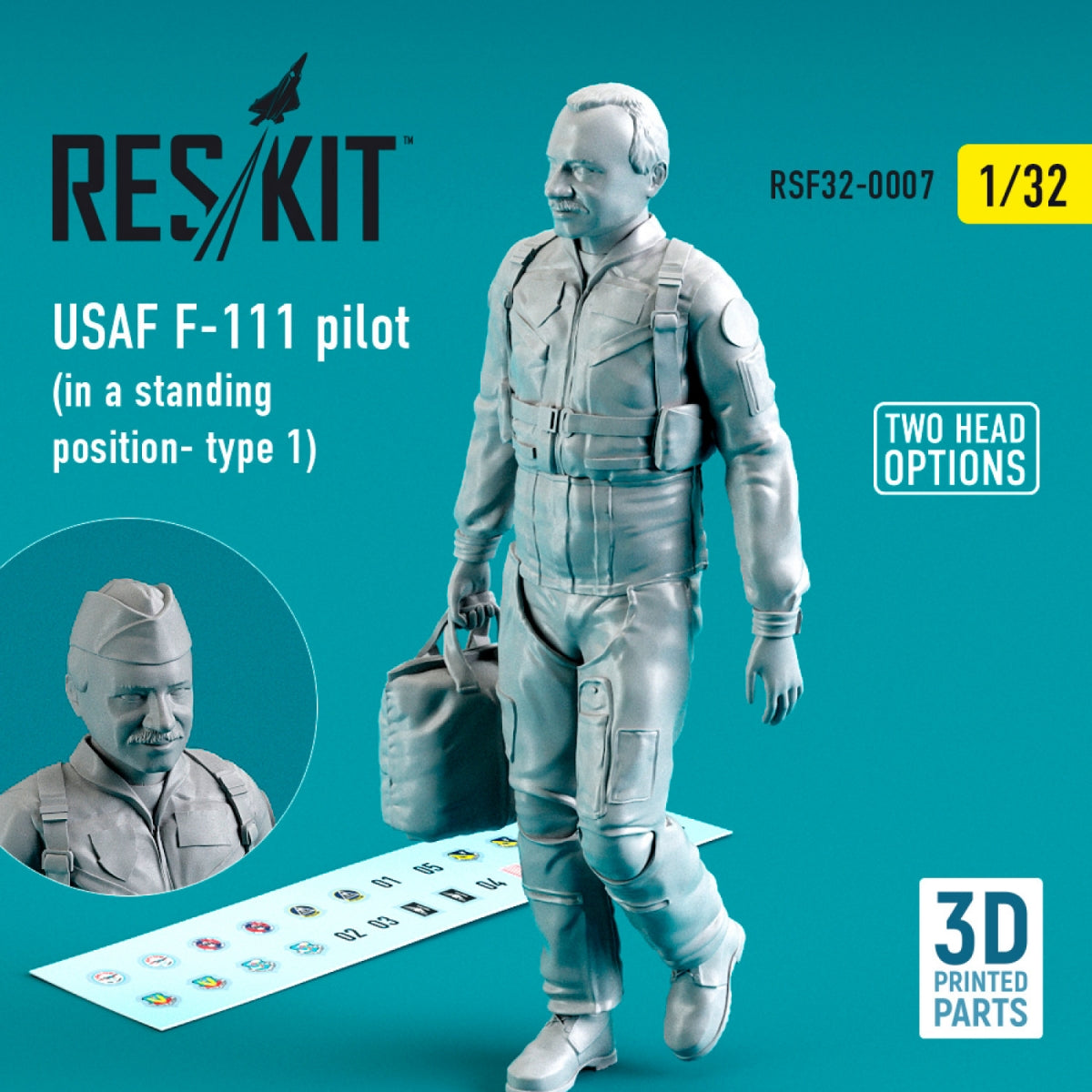 RESKIT RSF32-0007 Pilote de F-111 de l'USAF (en position debout - Type 1) (Impression 3D) 1/32