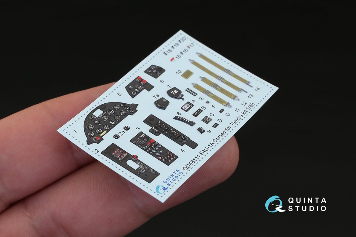 Intérieur imprimé en 3D et coloré sur papier décalcomanie Quinta Studio QD48111 F4U-1A Corsair (pour maquette Tamiya) 1/48 – image 2