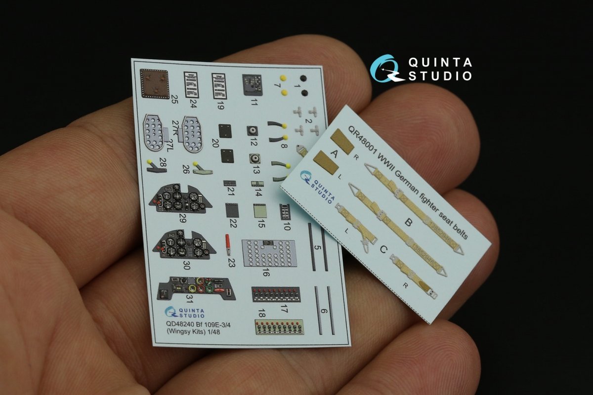 Intérieur imprimé en 3D et coloré sur papier décalcomanie pour Bf 109E-3/4 (kits Wingsy) de Quinta Studio QD48240, échelle 1/48 – image 11