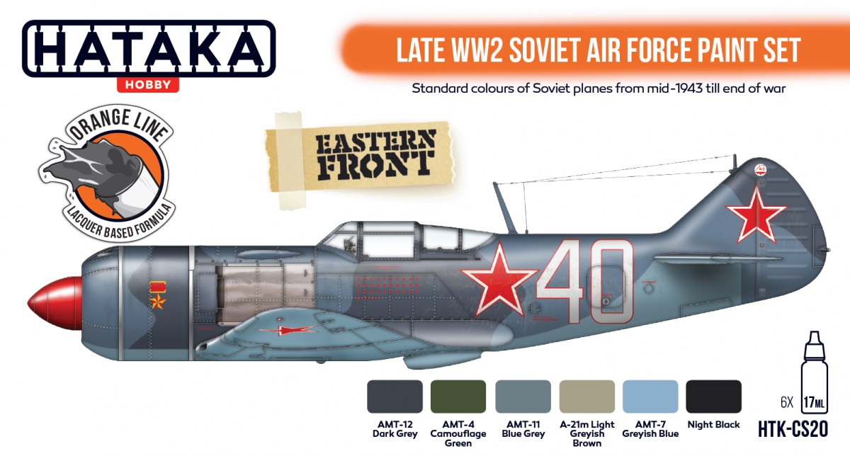 Coffret de peinture Hataka HTK-CS20 pour l&amp;#39;armée de l&amp;#39;air soviétique (fin de la Seconde Guerre mondiale), 6 x 17 ml – Bild 2