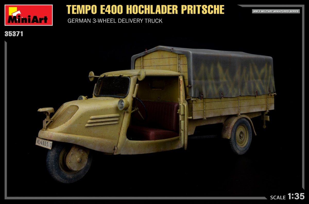 MiniArt 35371 Tempo E400 Hochlader Pritsche German 3-wheel delivery truck 1/35 – zdjęcie 3