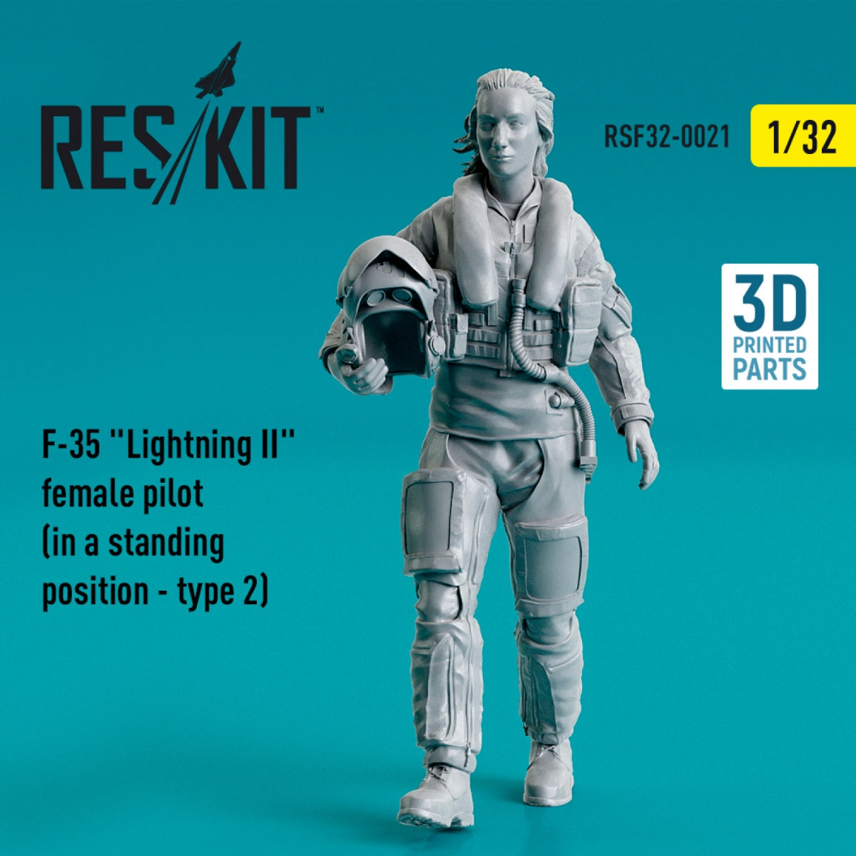 RESKIT RSF32-0021 F-35 LIGHTNING II PILOTE FÉMININE (EN POSITION DEBOUT - TYPE 2) (IMPRIMÉE EN 3D) 1/32