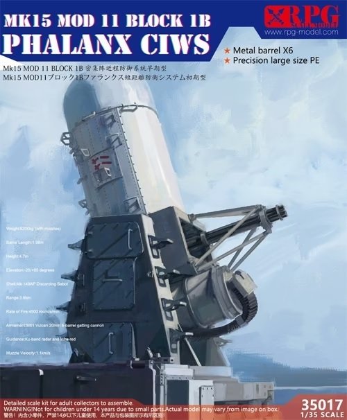 RPG Modèle 35017 Système d&amp;#39;arme rapprochée Phalanx Block IA de l&amp;#39;US Navy, échelle 1/35