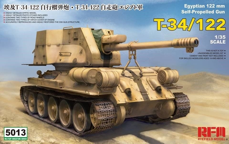Maquette Rye Field 5013 T-34/122 égyptienne au 1/35