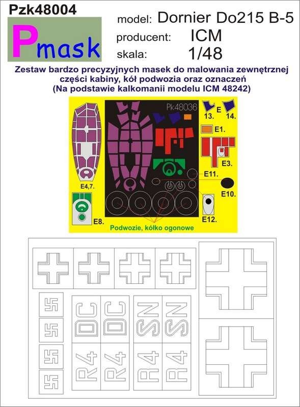 Masque PZK48004 DORNIER DO215B-5 (ICM 48242) (1/48)