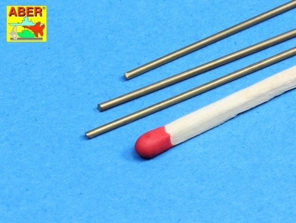 Aber BR11 Pręty mosiężne fi 1,1mm długość 245mm x 3 szt. / Brass round rods fi 1,1mm length 245mm x 3 pcs. – zdjęcie 3