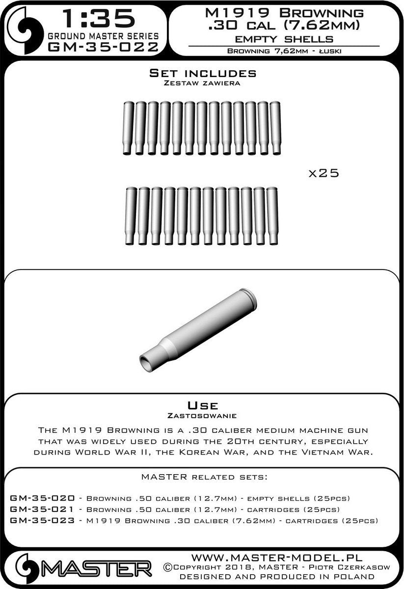 Cartouches Master GM-35-022 M1919 Browning calibre .30 (7,62 mm) - 25 pièces 1/35 – immagine 4