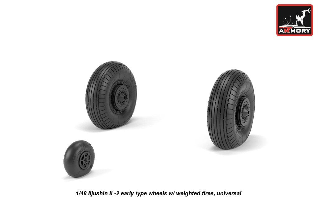Armory Models AW48034 Iljushin IL-2 Bark early type wheels w/ weighted tires 1/48 – zdjęcie 4