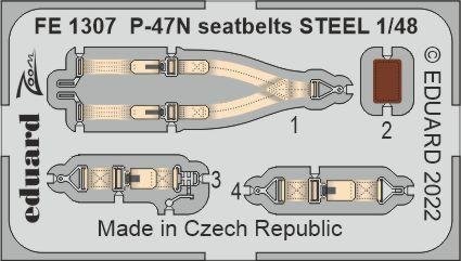 Ceintures de sécurité Eduard FE1307 P-47N STEEL ACADEMY 1/48