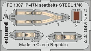 Ceintures de sécurité Eduard FE1307 P-47N STEEL ACADEMY 1/48