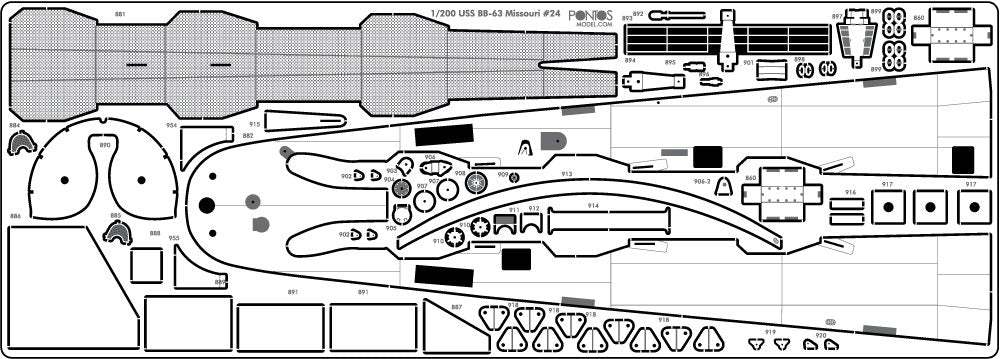 Pontos 20004WD1 USS BB-61 Iowa 1944 Ensemble de pont en bois (ton teck) (1/200) – image 3