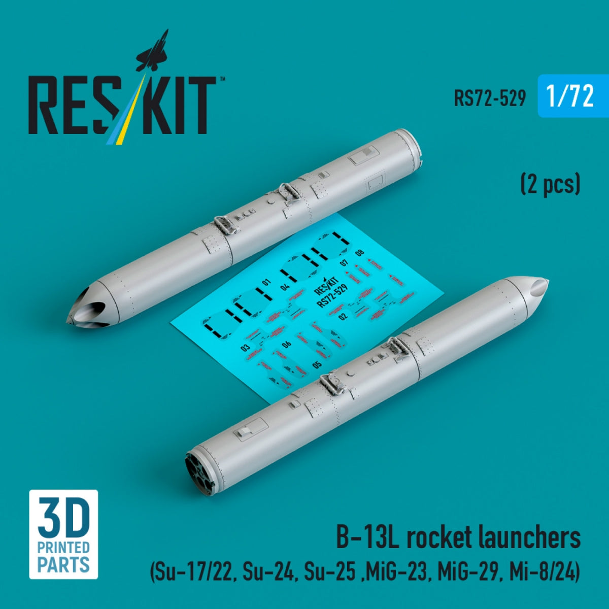 Lance-roquettes RESKIT RS72-0529 B-13L (2 pièces) (Impression 3D) 1/72