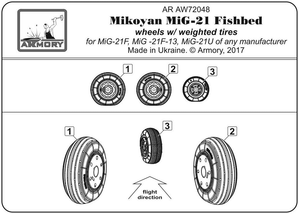 Armory Models AW72048 Roues Fishbed pour Mikoyan MiG-21 avec pneus lestés, échelle 1/72 (début de la production) – image 6