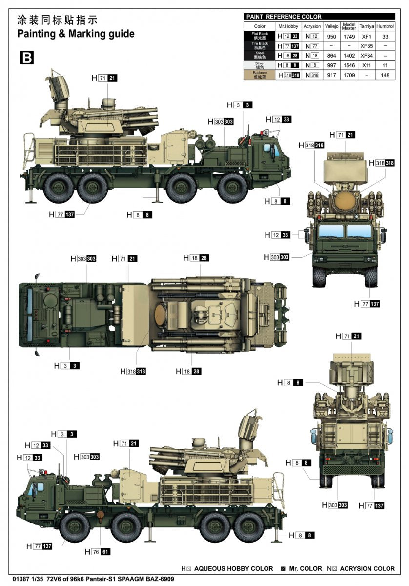 Trumpeter 01087 72V6 de 96k6 Pantsir-S1 SPAAGM BAZ-6909 1/35  – immagine 6