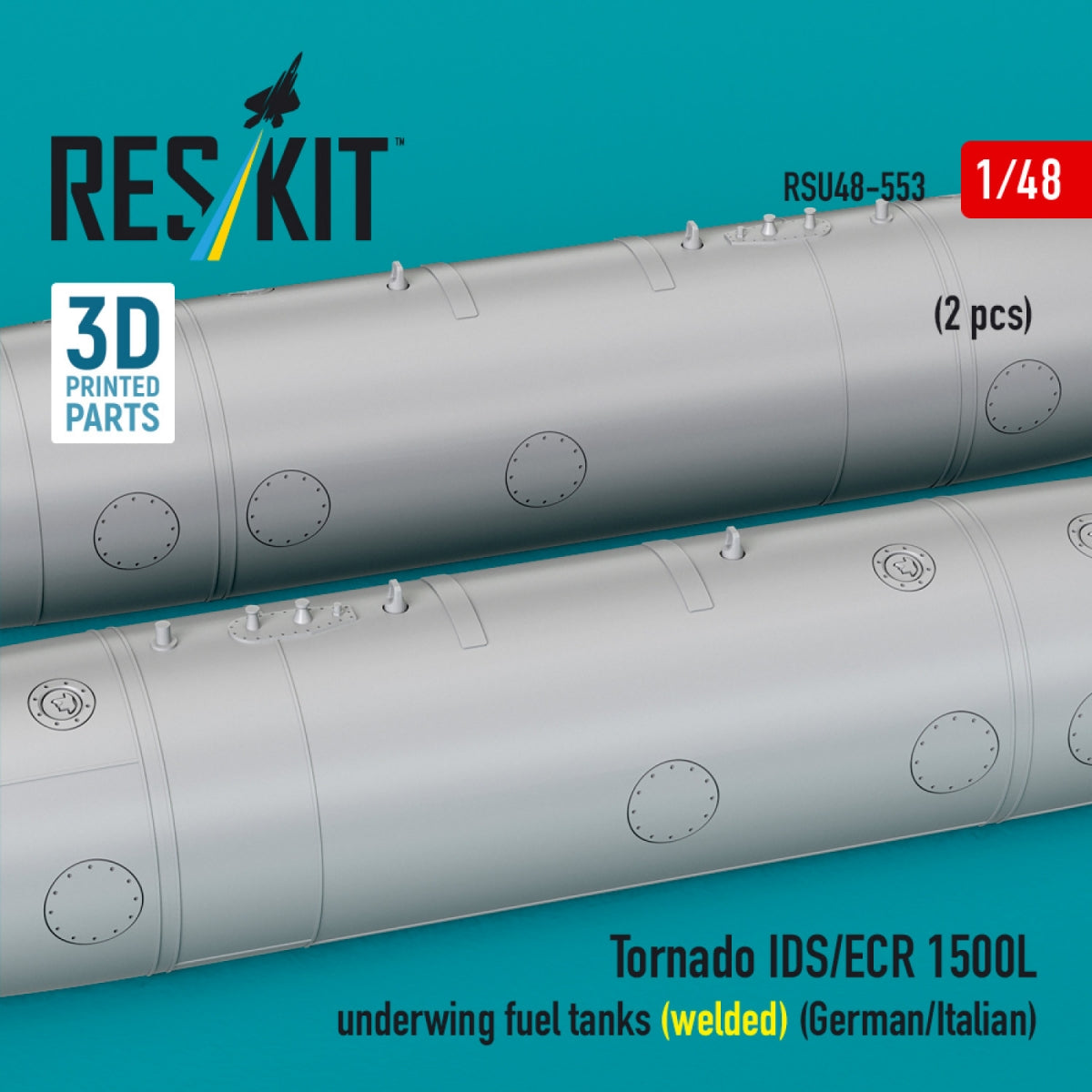 RESKIT RSU48-0553 Tornado IDS/ECR 1500L underwing fuel tanks (welded) (German AF / Italian AF) (2 pcs) (3D Printed) 1/48