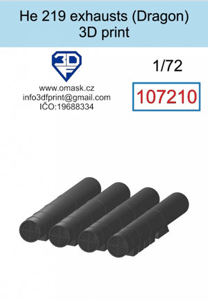 Omask 107210 Échappements He 219 (Dragon) Impression 3D 1/72