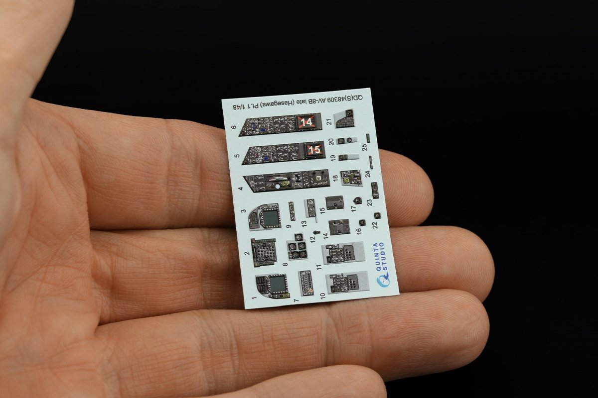 Intérieur imprimé en 3D et coloré sur papier décalcomanie Quinta Studio QD48309 AV-8B Late (Hasegawa) 1/48 – Bild 4