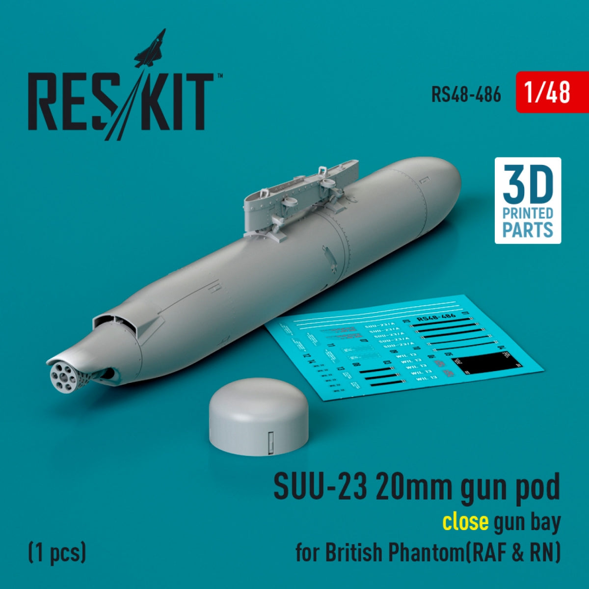 RESKIT RS48-0485 Mark 4 Nacelle de canon de 20 mm (1 pièce) (Imprimé en 3D) 1/48 