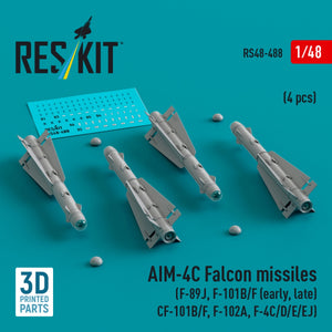 Missiles AIM-4C Falcon RESKIT RS48-0488 (4 pièces) (Impression 3D) 1/48