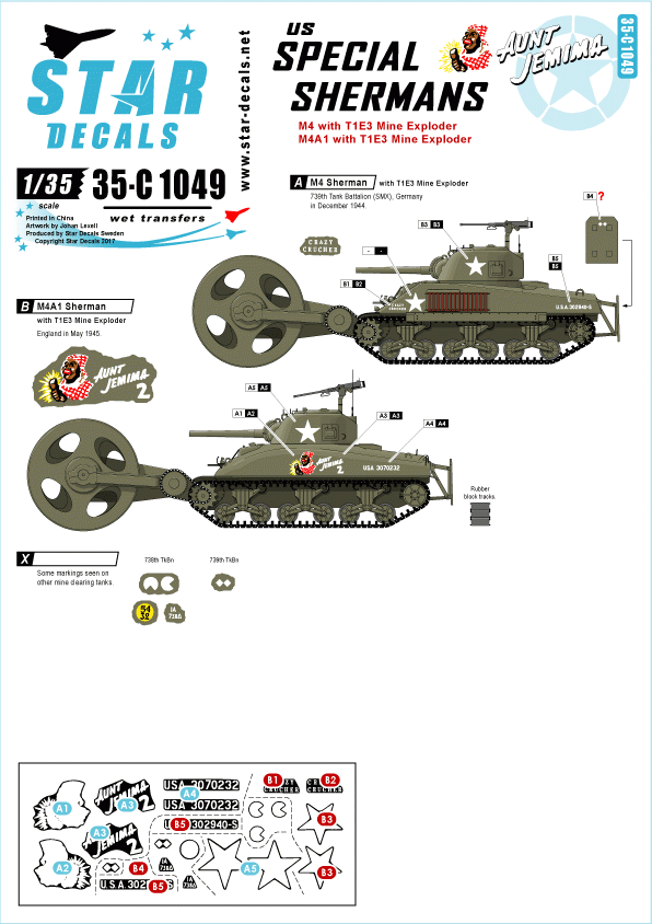 Star Decals 35-C1049 Shermans spéciaux américains 1/35