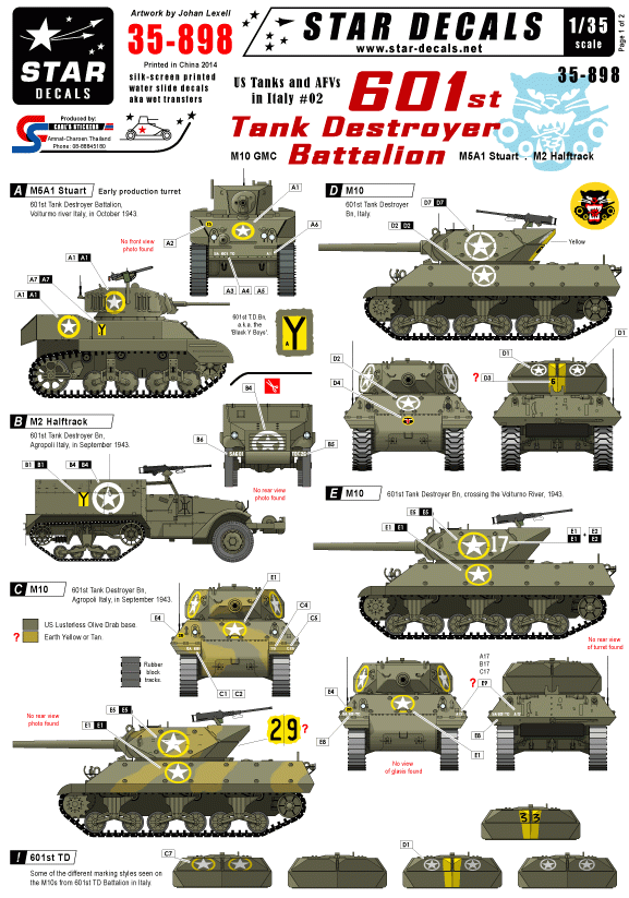 Star Decals 35-898 601e Bataillon de Chasseurs de Chars 1/35
