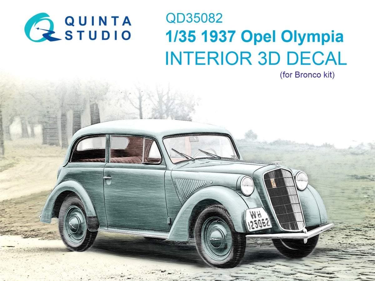 Quinta Studio QD35082 1937 Opel Olympia 3D-Printed &amp; colored Interior on decal paper (Bronco) 1/35