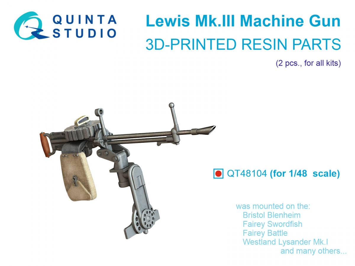 Quinta Studio QT48104 Mitrailleuse Lewis Mk.III, 2 pièces (tous kits) 1/48