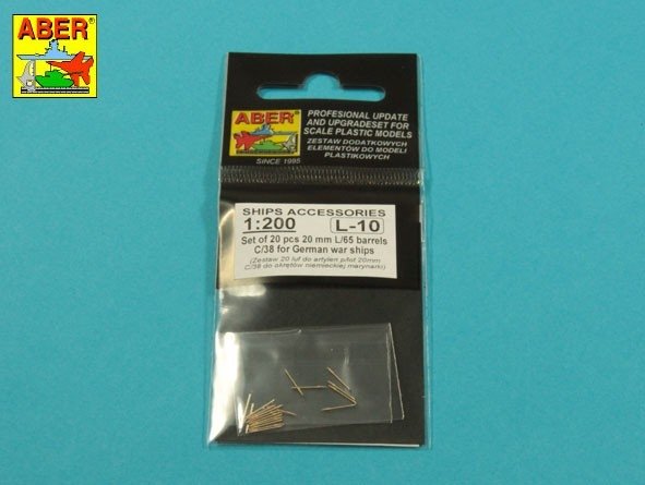 Aber 200L-10 Ensemble de 20 canons 20 mm L/65 C/38 pour navires allemands 1/200 – imagen 3