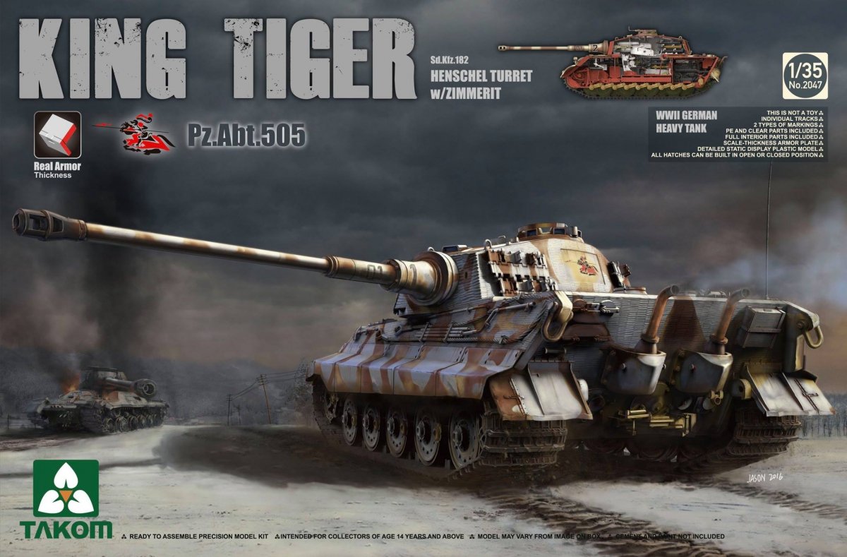 Takom 2047 KING Tiger Pz.ABT.505 Sd.Kfz.182 TOURELLE HENSCHEL avec ZIMMERIT / intérieur complet 1/35