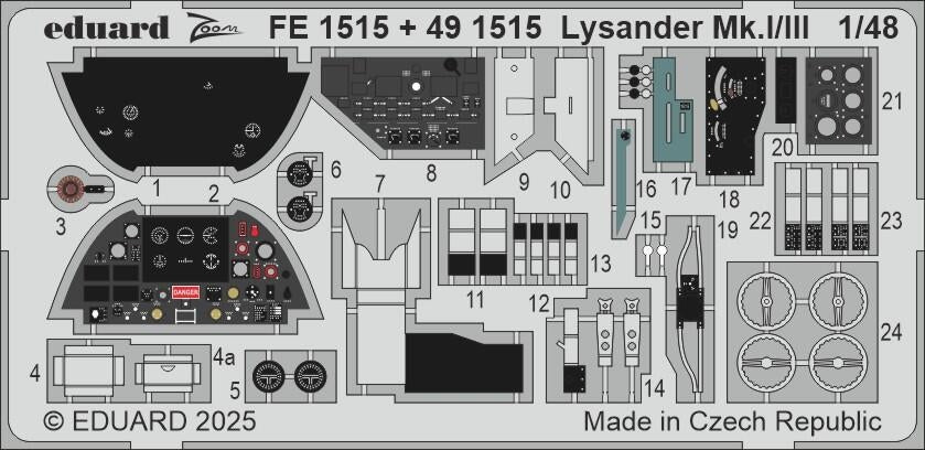 Eduard 491515 Lysander Mk. I/III Airfix 1/48