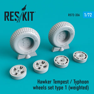 RESKIT RS72-0336 HAWKER TEMPEST/TYPHOON ENSEMBLE DE ROUES TYPE 1 (LESTÉ) 1/72