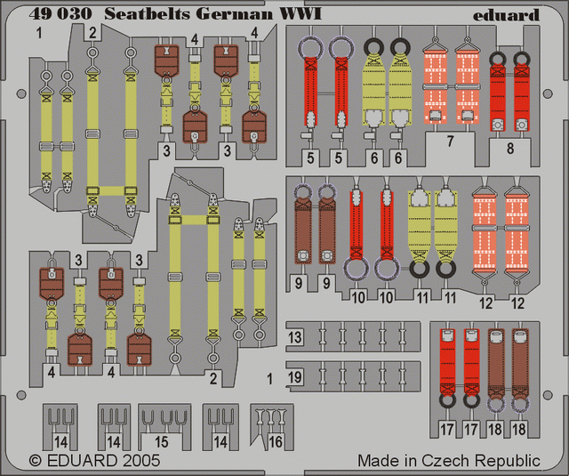 Eduard 49030 Ceintures de sécurité allemandes Première Guerre mondiale 1/48