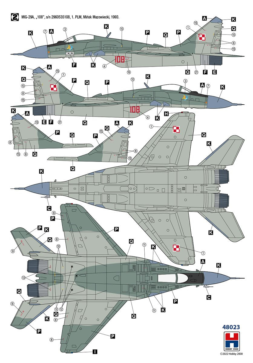 Hobby 2000 48023 MiG-29 Armée de l&amp;#39;air polonaise (ACADEMY + CARTOGRAF + MASQUE) 1/48 – imagen 4