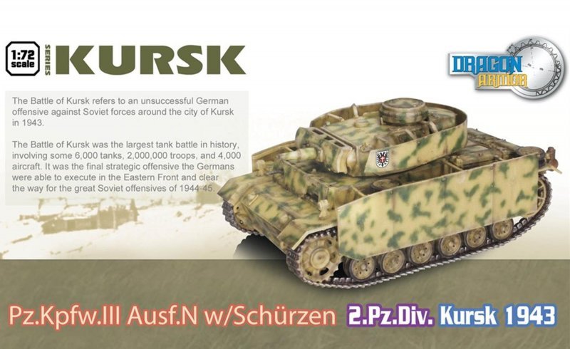 Dragon 60614 Pz.Kpfw.III Ausf.N avec Schurzen 2.Pz.Div. Koursk 1943 (1/72)