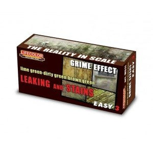 Coffret de peinture acrylique Lifecolor MS11 pour dioramas : effet coulures, taches et saleté (3 x 22 ml).