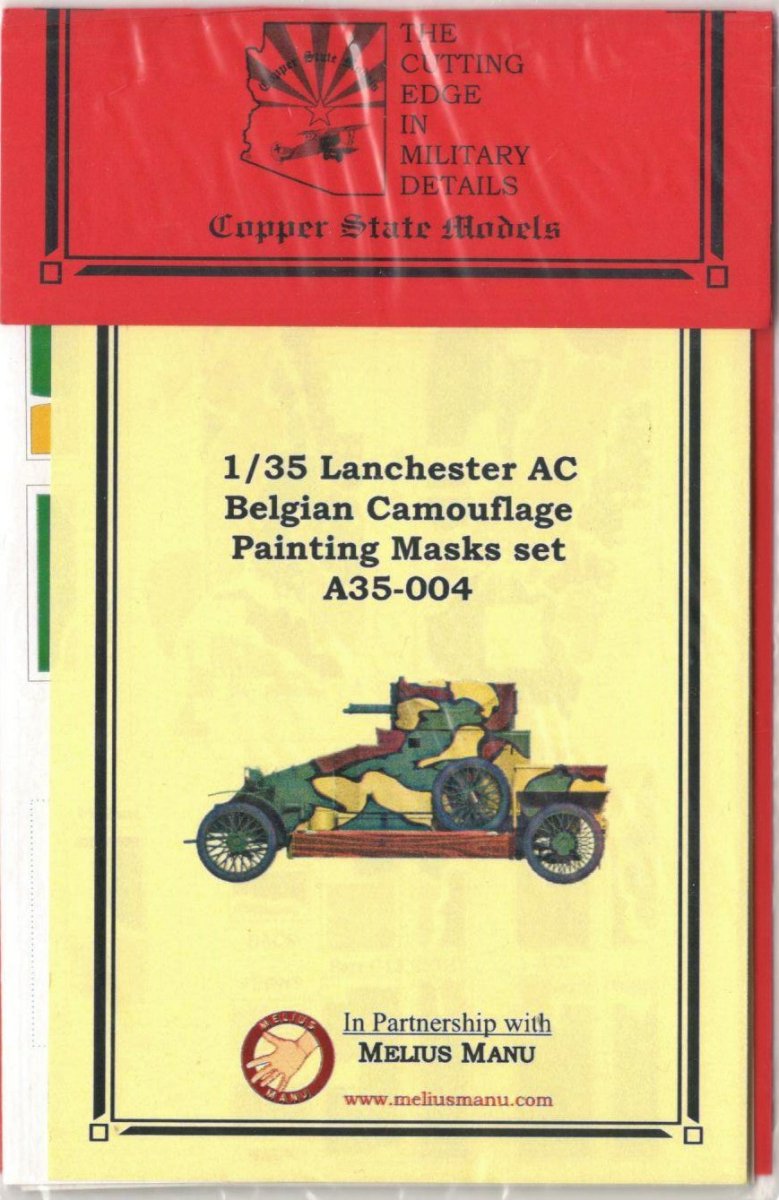Copper State Models A35-004 Lanchester Armoured Car Belgian Camouflage Painting Masks Set (CSM kit) 1/35